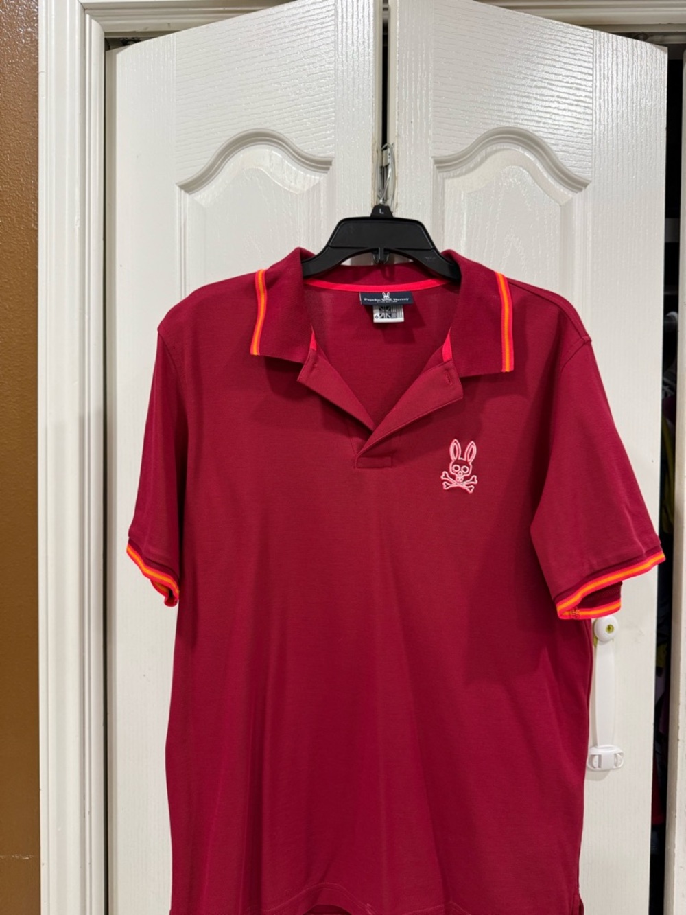 Psycho Bunny Burgundy Polo with Orange Contrast Trim